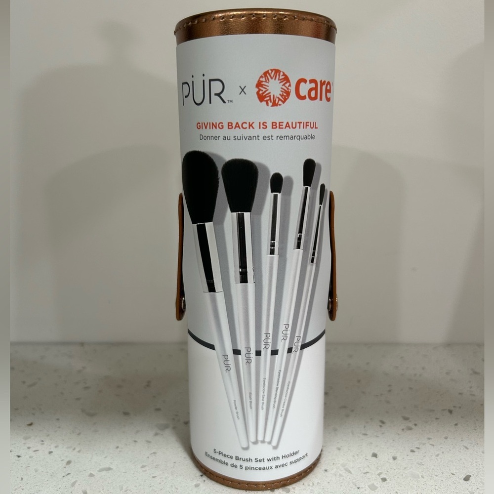 Pur x Care 5-Piece Makeup Brush Set In Holder NEW